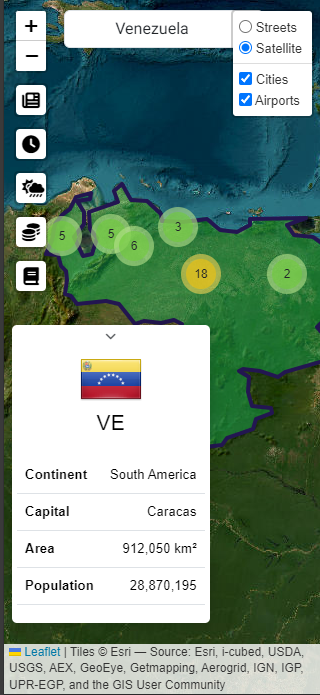 A screenshot of the Gazetteer webapp