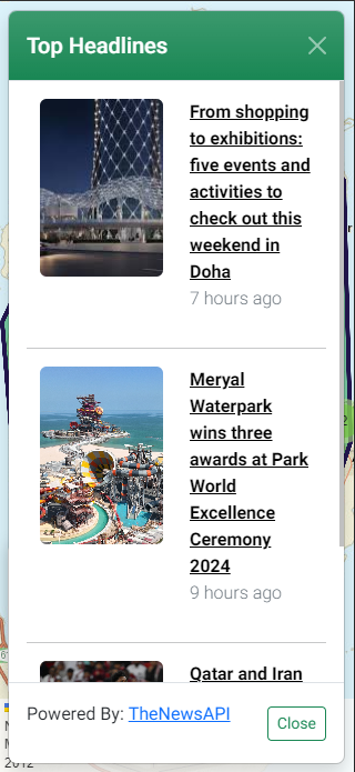 A screenshot of the Gazetteer webapp